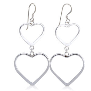 Sterling silver 925 double heart earrings.