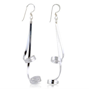 Long double twirl sterling silver earrings.