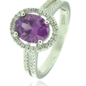 A stunning 9×7 mm Amethyst sterling 925 silver ring using AAA quality CZ accents.