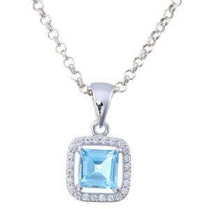 A beautiful Blue Topaz pendant with cz accents made in sterling 925 silver.