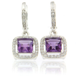 A pair of quality Amethyst earrings made in fine sterling 925 silver