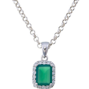 Green Agate Silver Pendant
