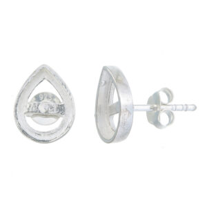 Sterling Silver Studs Pear shape 8×6 mm with butterfly.