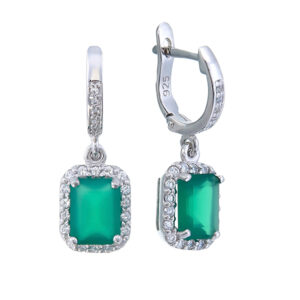 Green Agate earrings in sterling silver 925.