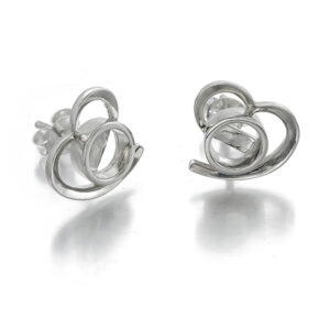 Sterling silver 925 Heart studs 6mm.