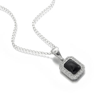 Black Onyx and CZ Pendant in 925 sterling silver