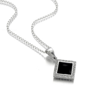 Black Onyx and CZ Pendant in 925 sterling silver