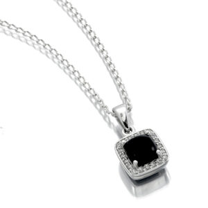 Black Onyx and CZ Pendant in 925 sterling silver