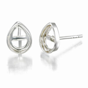 Sterling Silver Studs 10×8 mm Pear shaped.