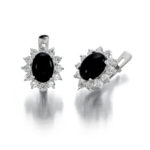 Black Onyx CZ earrings set in fine sterling 925 silver