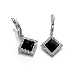 Black Onyx CZ earrings set in fine sterling 925 silver