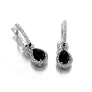 Black Onyx CZ earrings set in fine sterling 925 silver