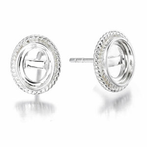 Sterling Silver Studs 8×6 mm oval beaded edge.