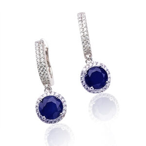 Blue Sapphire Earrings with CZ