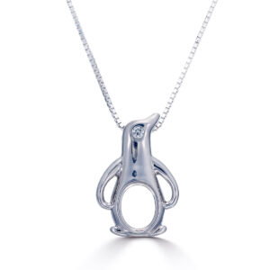 Sterling Silver Penguin Pendant CZ Setting