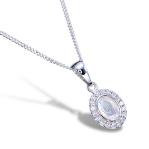CZ Oval Pendant Mount Closed Back