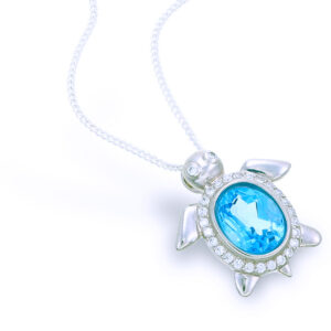 Swiss Blue Topaz Turtle Pendant