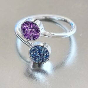 Double round ring blue and purple ashes