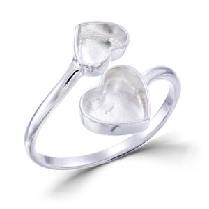 Adjustable double heart ring setting small