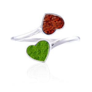 Adjustable double heart ring setting