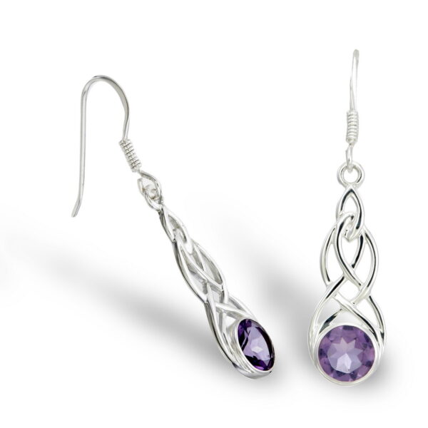 Celtic Amethyst Earrings 7 mm