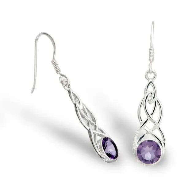 Celtic Amethyst Earrings 7 mm