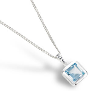 Blue Topaz Square Pendant