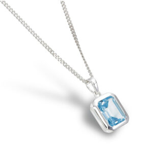 Blue Topaz Rectangle Pendant