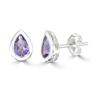 Amethyst Pear Studs