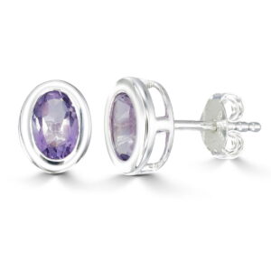 Amethyst Oval Studs