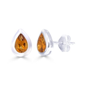 Citrine Pear Studs